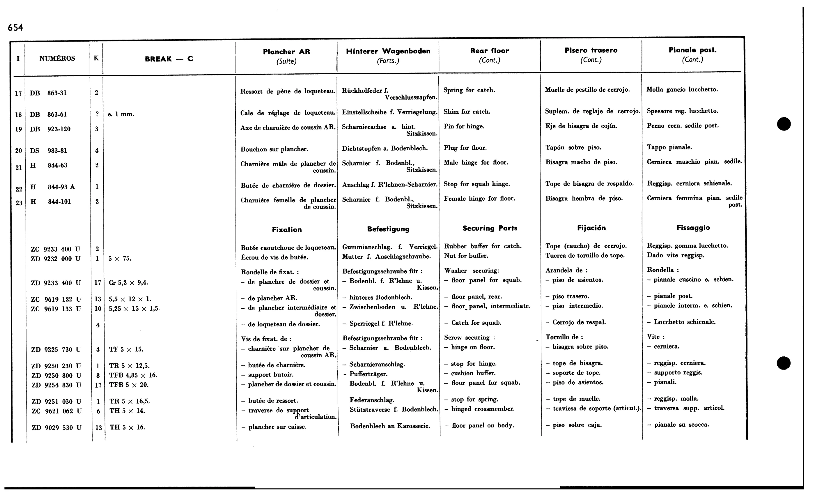 Rear floor - Bk C, page 579 of 688 — 577 Parts Catalogue — Volume I