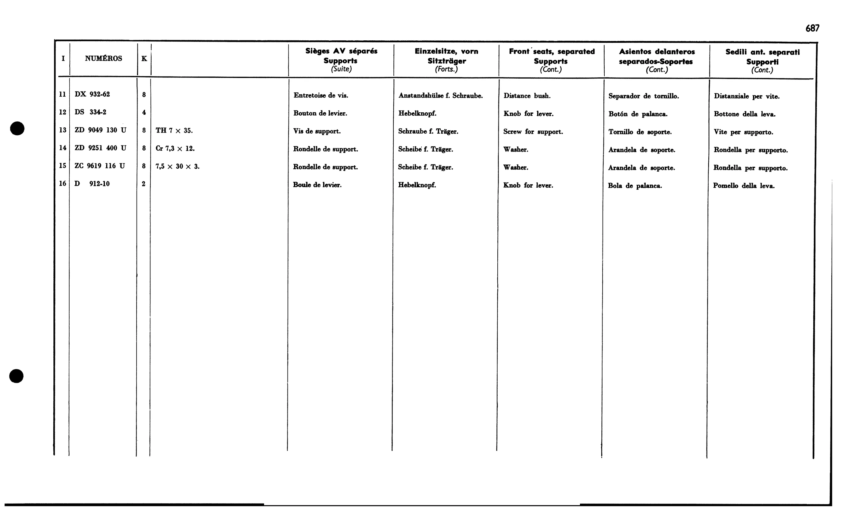 Fr. seat supports, page 603 of 688 — 577 Parts Catalogue — Volume I