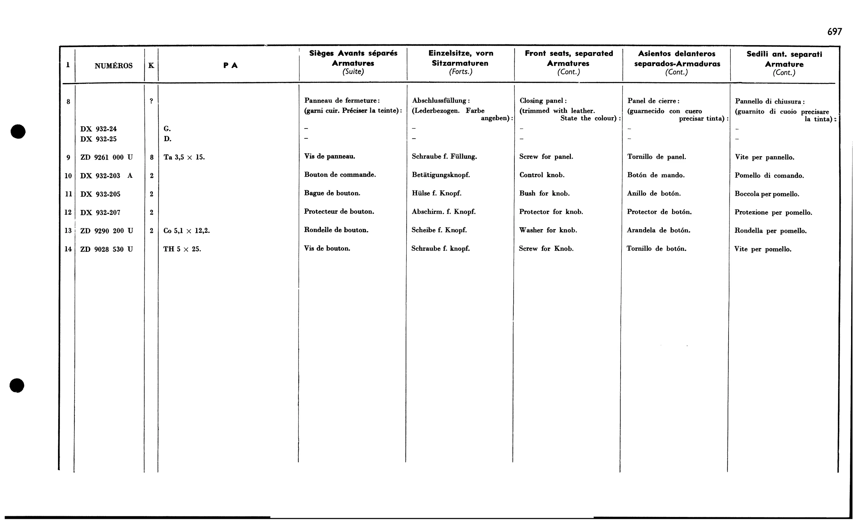 Fr. seats PA, page 610 of 688 — 577 Parts Catalogue — Volume I
