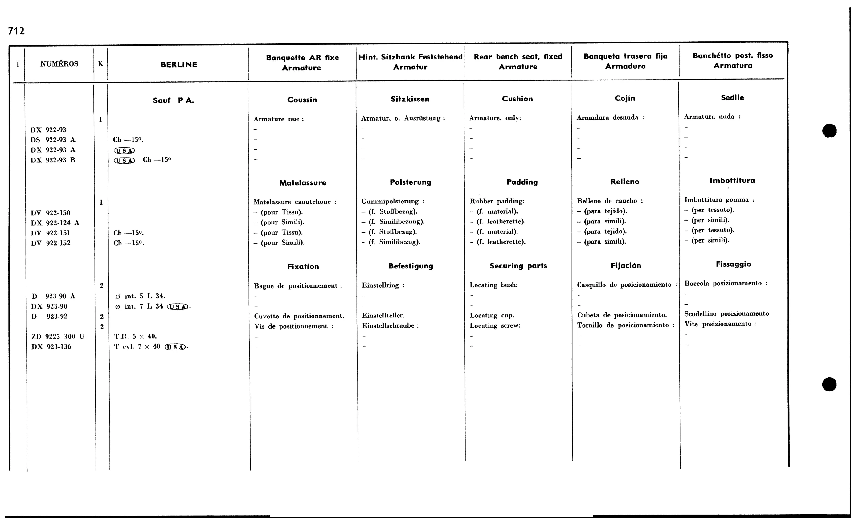 R. bench seat - Bl, page 624 of 688 — 577 Parts Catalogue — Volume I