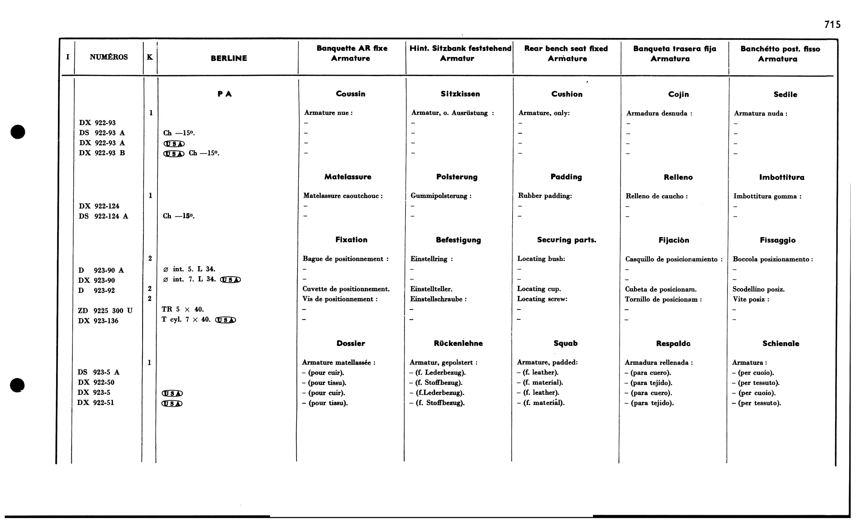 R. bench seat PA, page 627 of 688 — 577 Parts Catalogue — Volume I