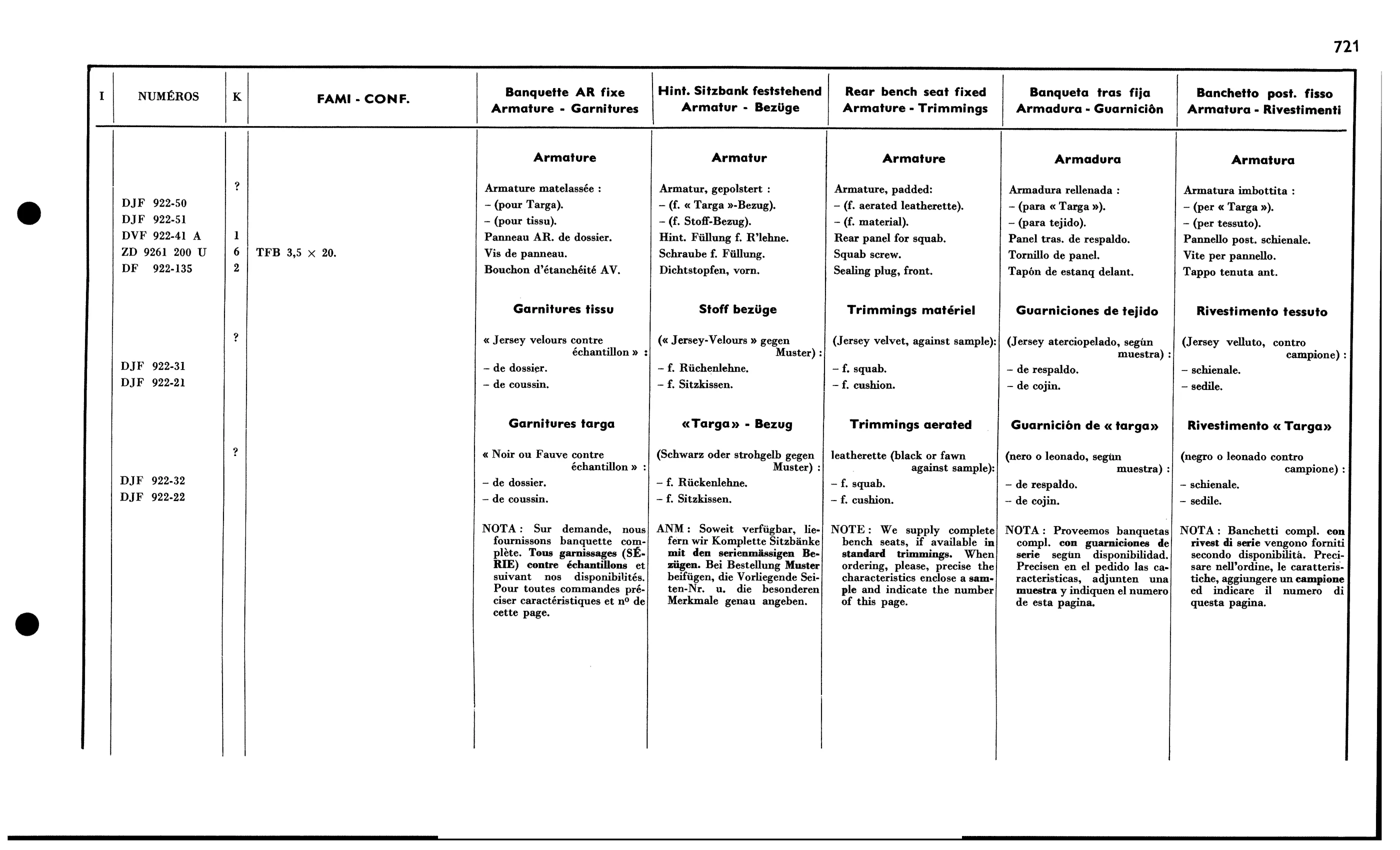 R. bench seat Bk fixed, page 633 of 688 — 577 Parts Catalogue — Volume I