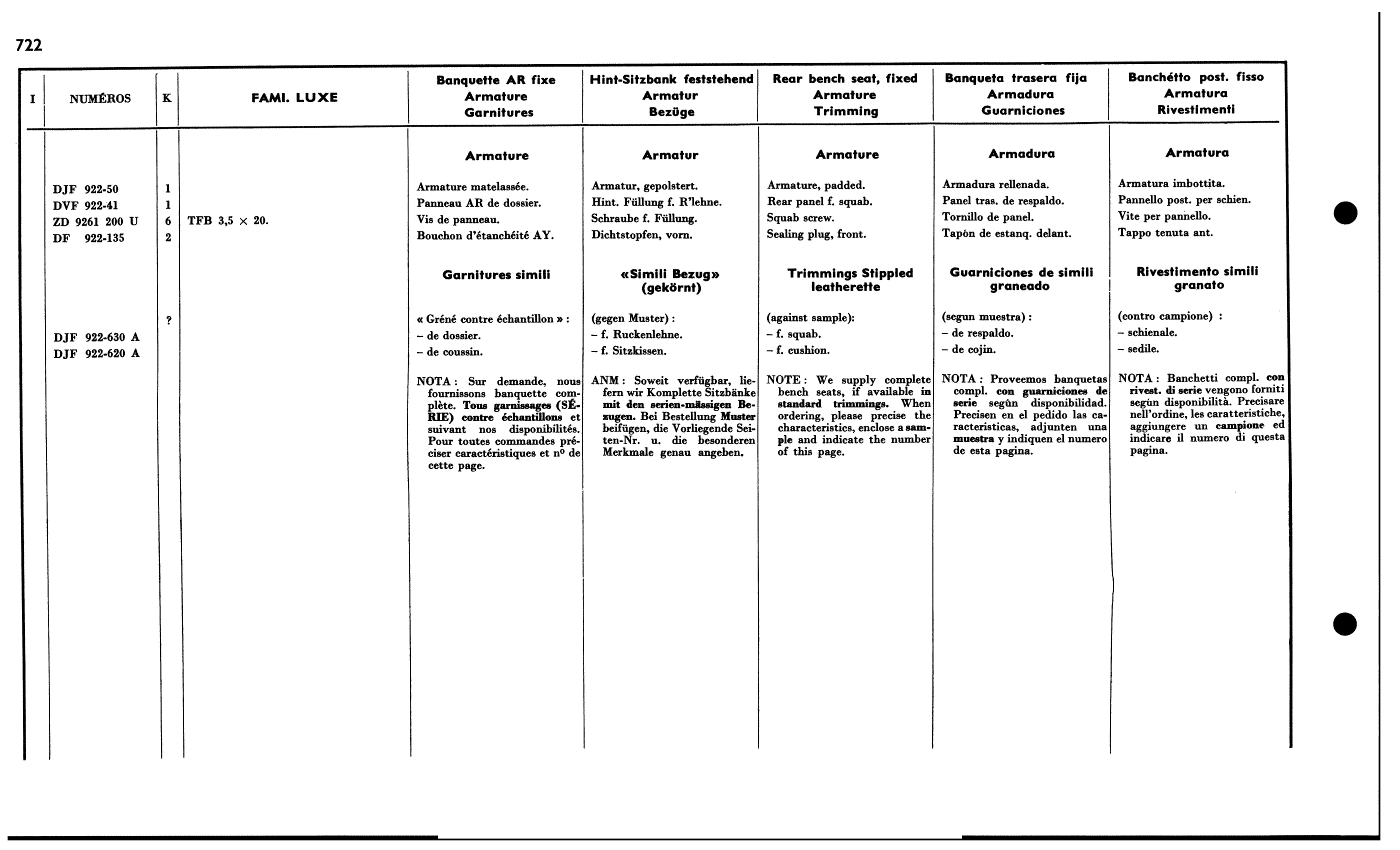R. bench seat Bk fixed, page 634 of 688 — 577 Parts Catalogue — Volume I