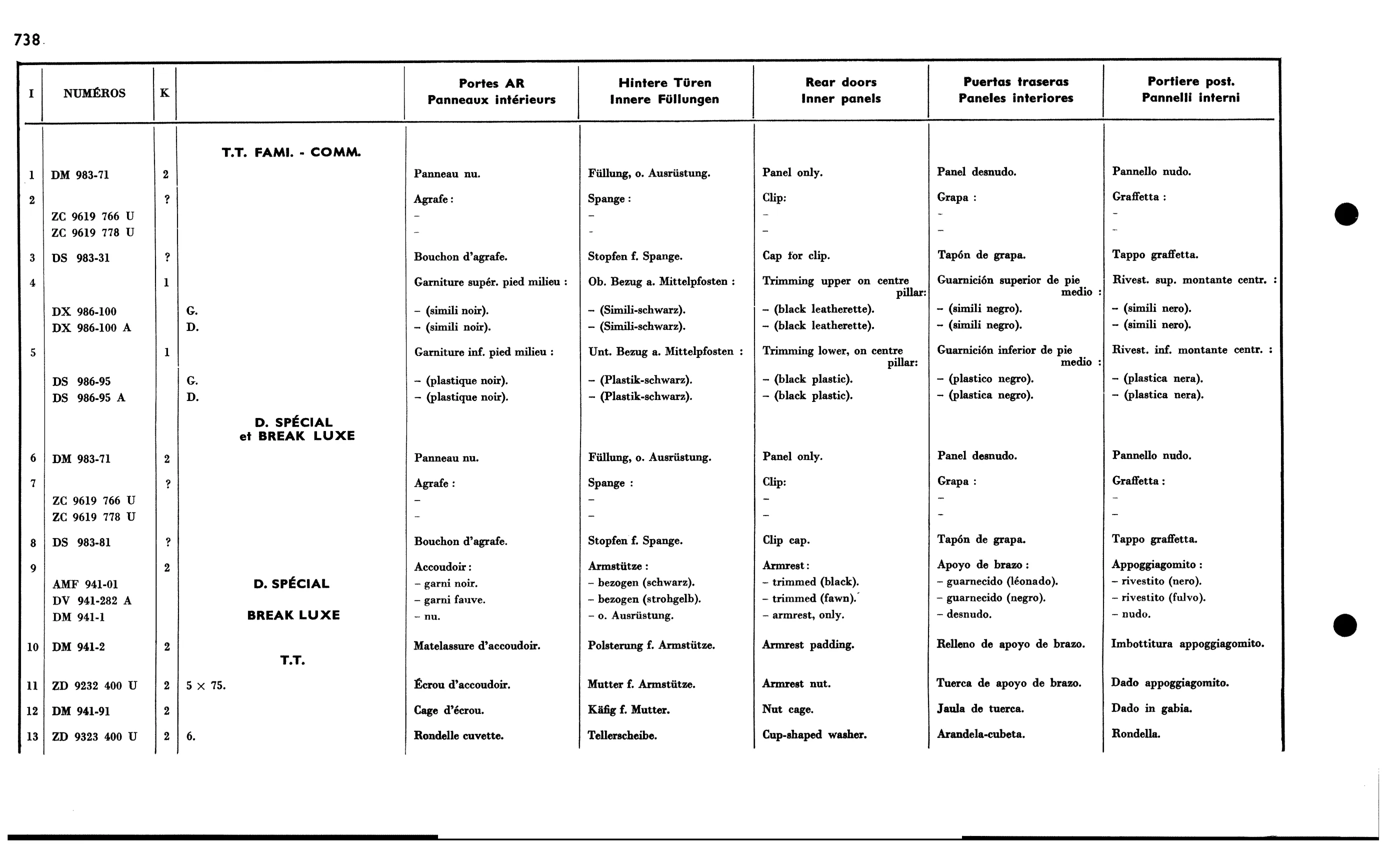 Rear door inner panels, page 647 of 688 — 577 Parts Catalogue — Volume I