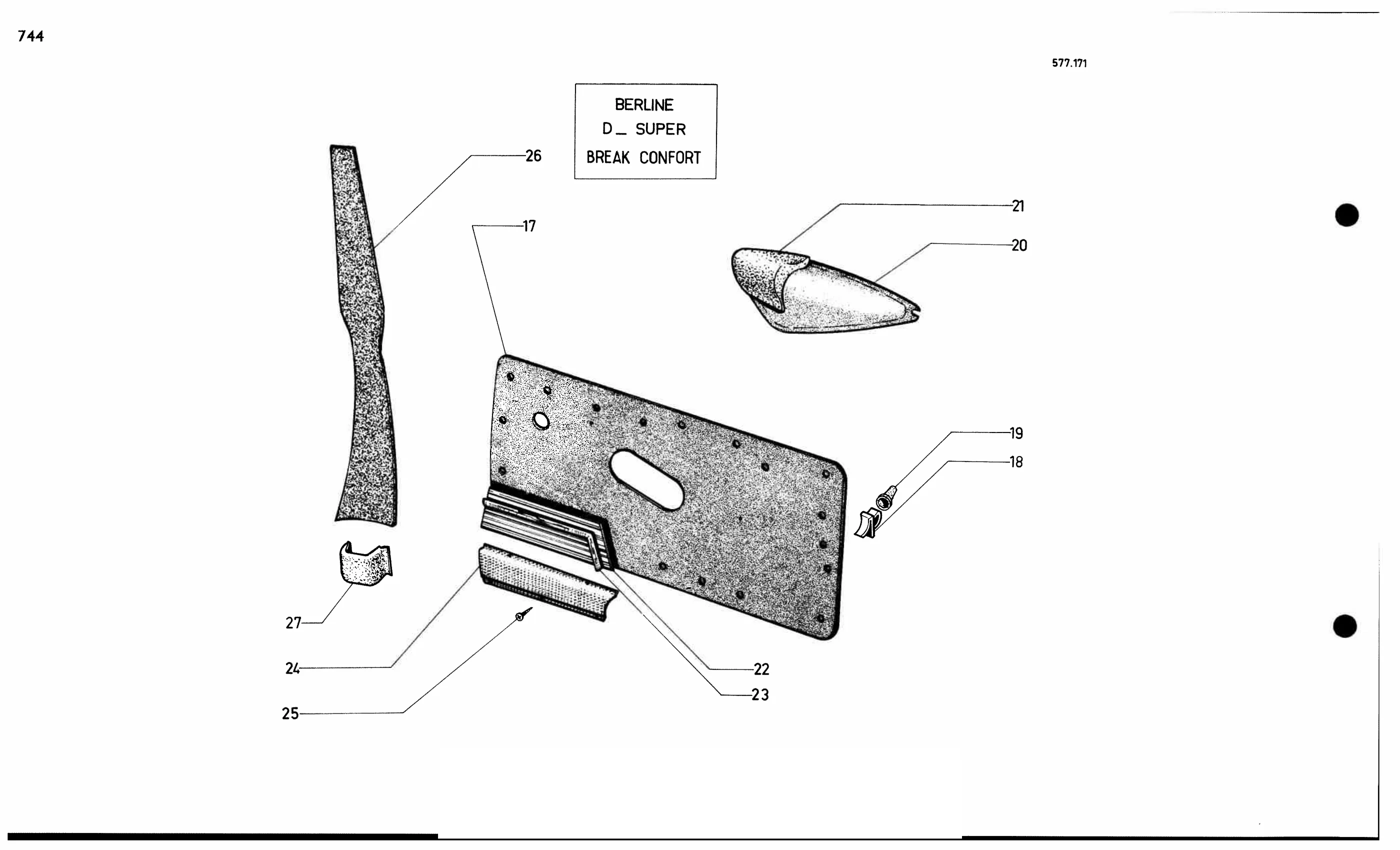 R. door int. panel Bk confort, DSuper, page 649 of 688 — 577 Parts Catalogue — Volume I