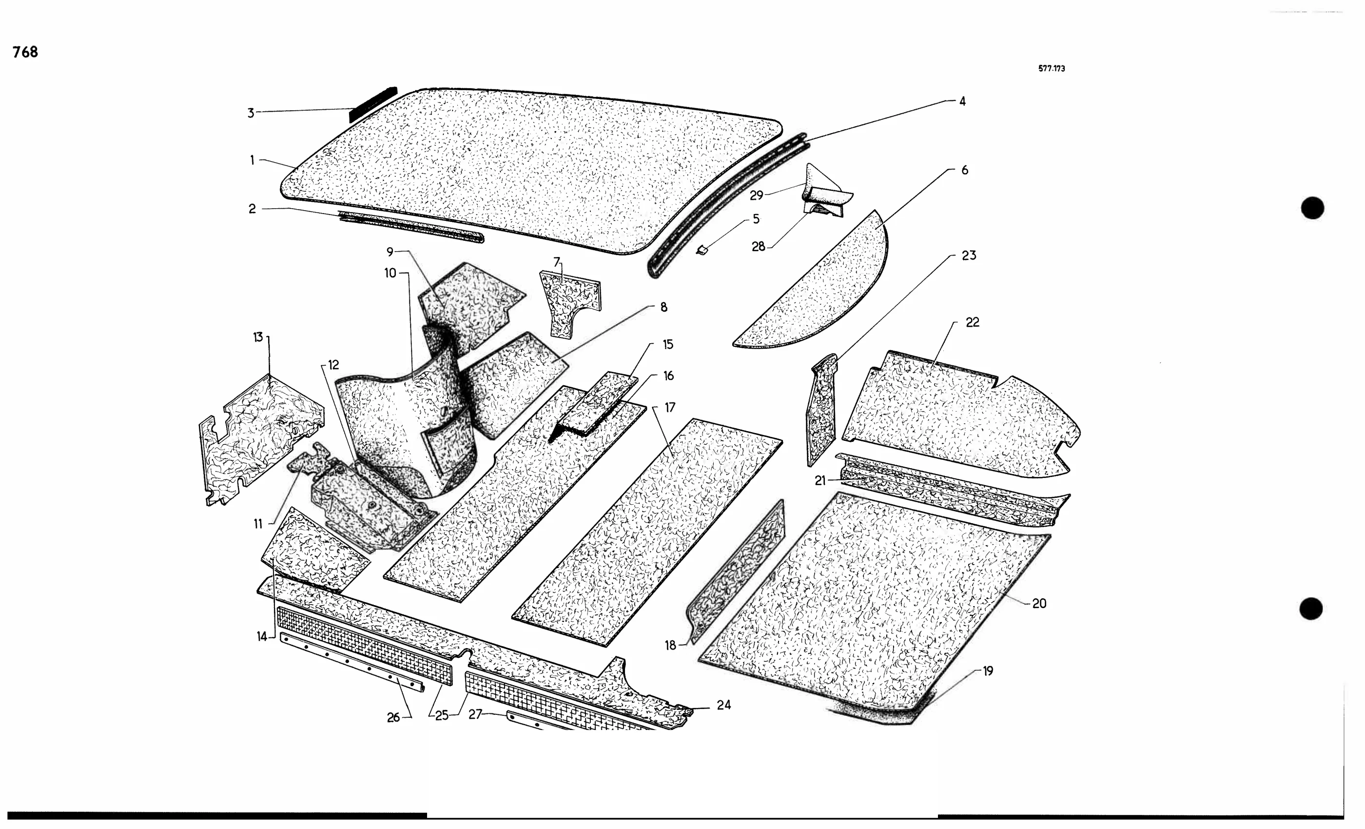 Body trim, sound proofing, page 664 of 688 — 577 Parts Catalogue — Volume I