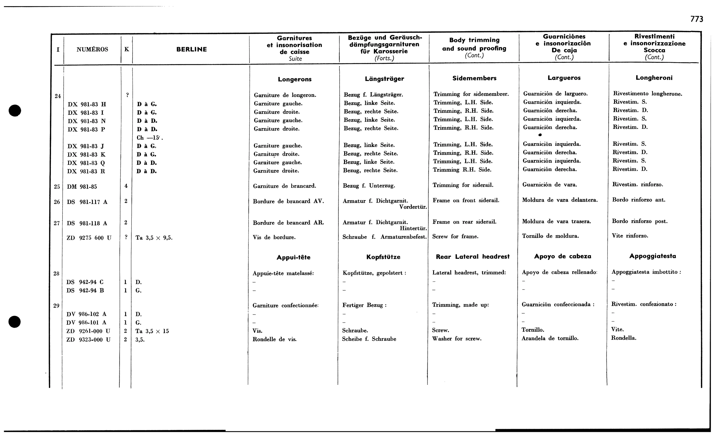 Body trim, sound proofing, page 668 of 688 — 577 Parts Catalogue — Volume I