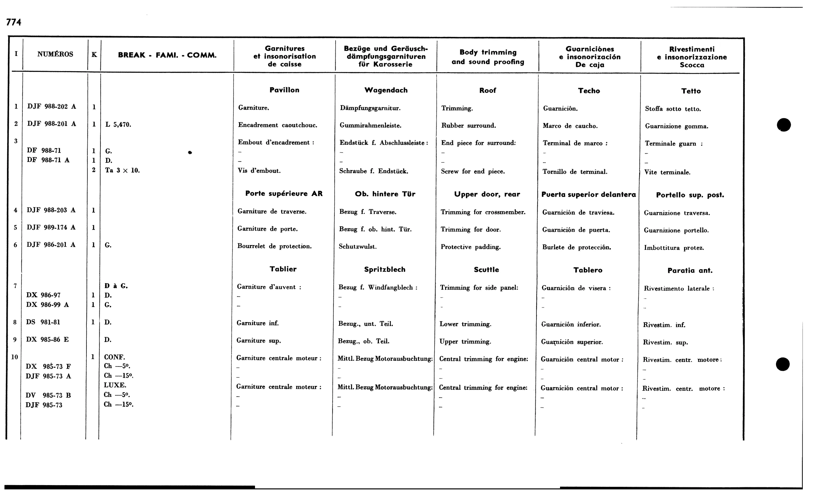 Body trim etc Bk, page 670 of 688 — 577 Parts Catalogue — Volume I