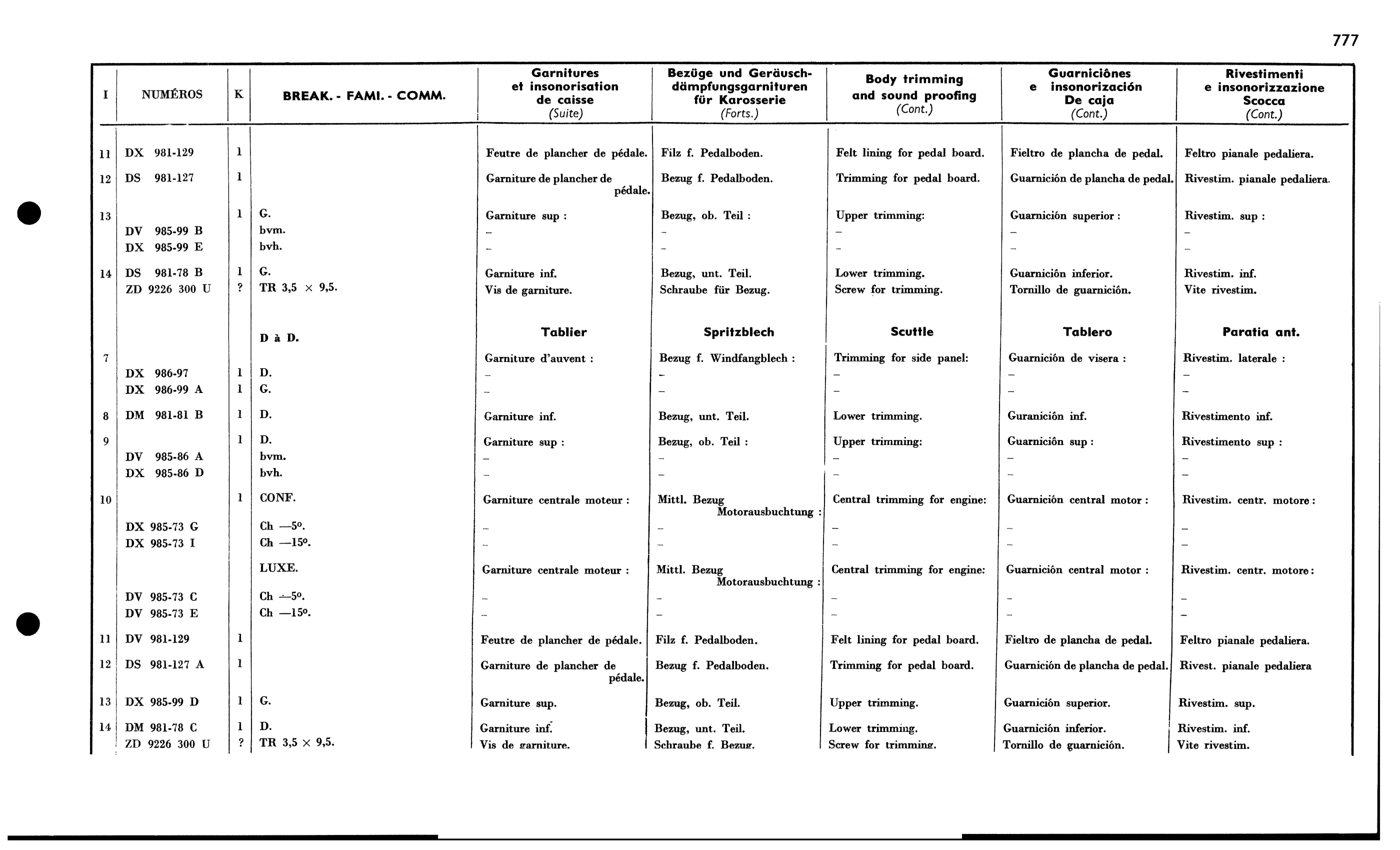 Body trim etc Bk, page 671 of 688 — 577 Parts Catalogue — Volume I