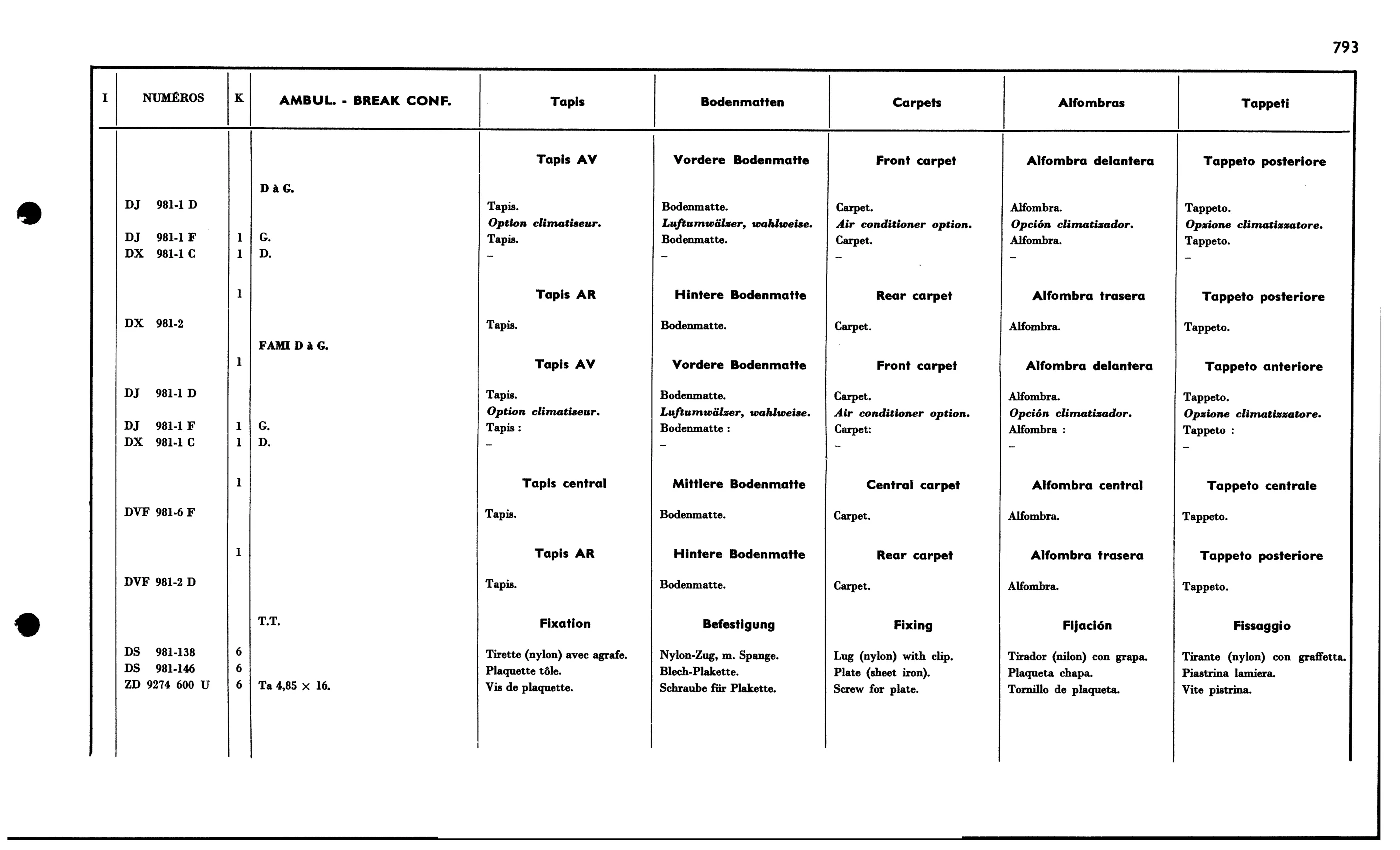 Carpets, page 681 of 688 — 577 Parts Catalogue — Volume I