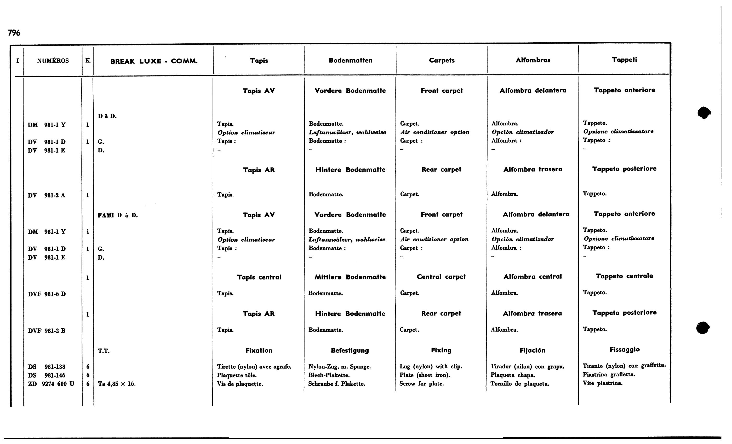 Carpets, page 684 of 688 — 577 Parts Catalogue — Volume I