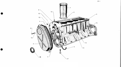 Cylinder block - timing end, page 60 — 577 Parts Catalogue — Volume I
