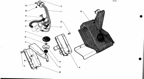 Brake control DV, DT RHD, page 214 — 577 Parts Catalogue — Volume I