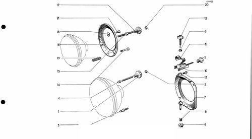 Headlight fixings, page 443 — 577 Parts Catalogue — Volume I