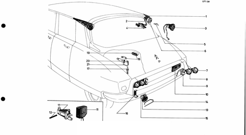 Rear lights CDN, CH, page 460 — 577 Parts Catalogue — Volume I