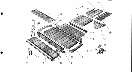 Rear floor - Bk B, page 570 — 577 Parts Catalogue — Volume I