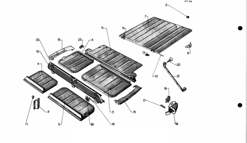 Rear floor - Bk A, page 574 — 577 Parts Catalogue — Volume I