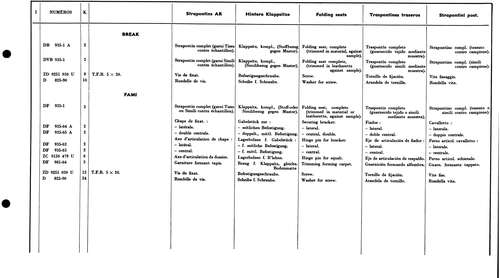 Folding seats Bk (Strapontins), page 623 — 577 Parts Catalogue — Volume I