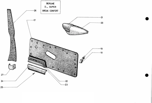R. door int. panel Bk confort, DSuper, page 649 — 577 Parts Catalogue — Volume I