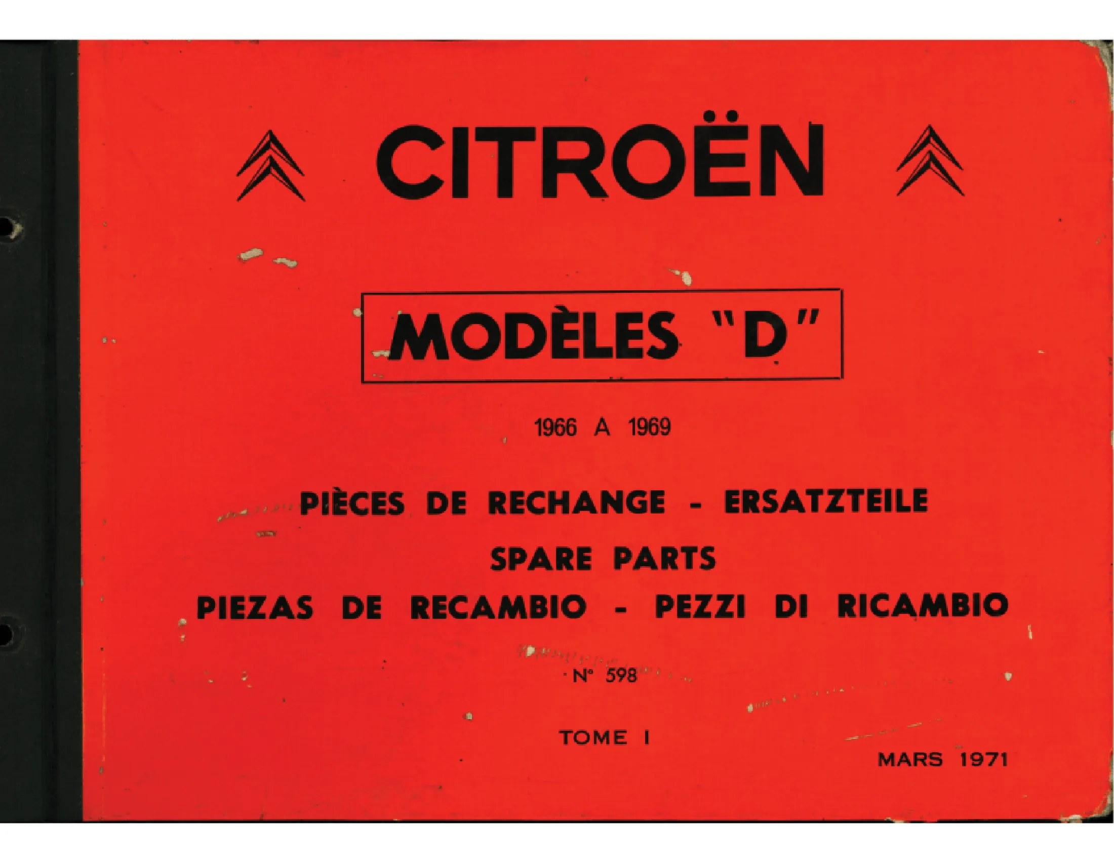 Tome I, page 1 of 344 — 598 Parts Catalogue — Volume I