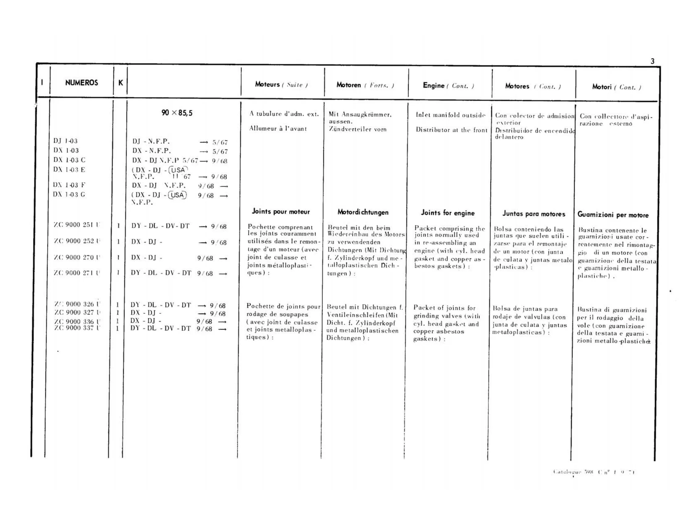 Gasket set, page 46 of 344 — 598 Parts Catalogue — Volume I