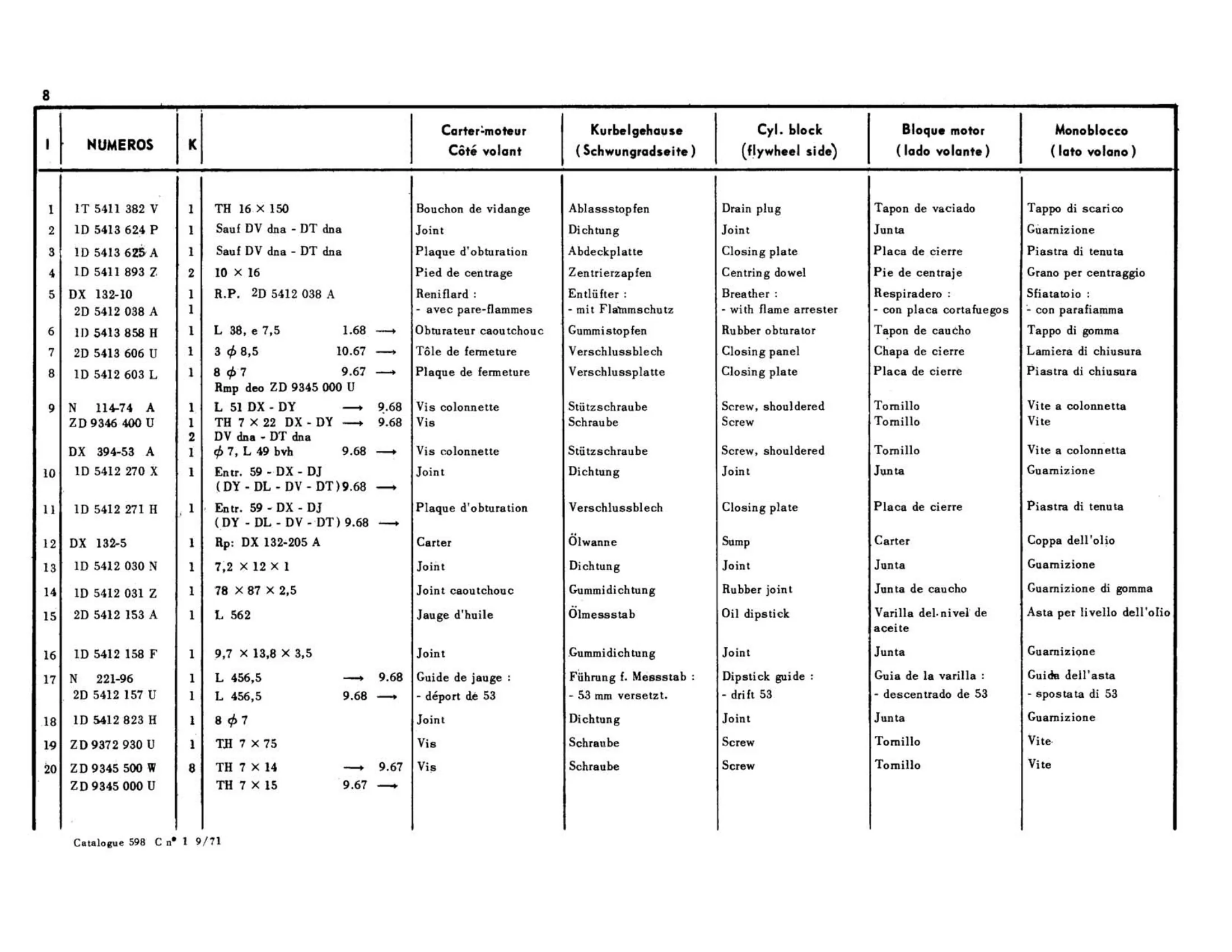 Cylinder block, page 51 of 344 — 598 Parts Catalogue — Volume I