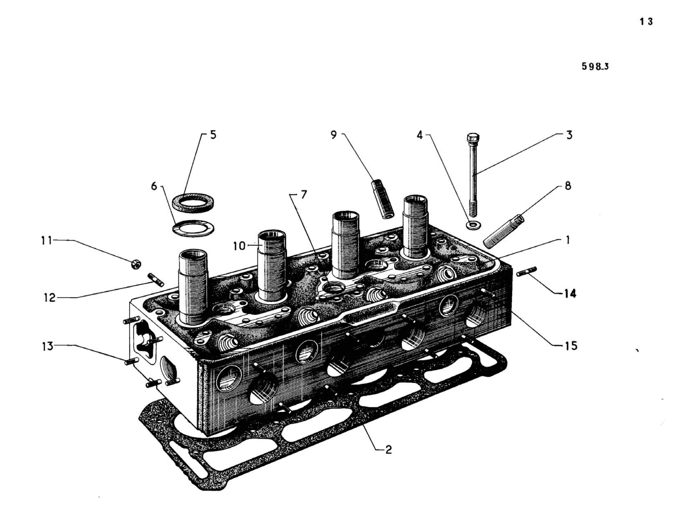Cylinder head, page 53 of 344 — 598 Parts Catalogue — Volume I