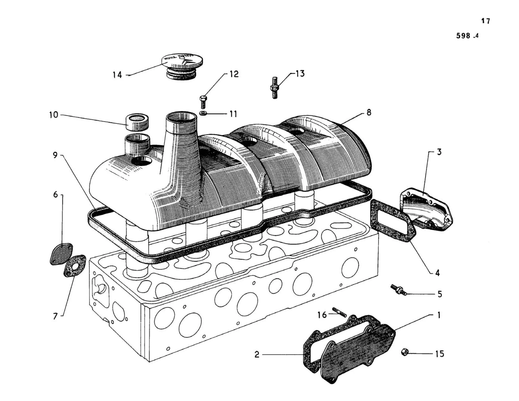 Head cover, page 56 of 344 — 598 Parts Catalogue — Volume I