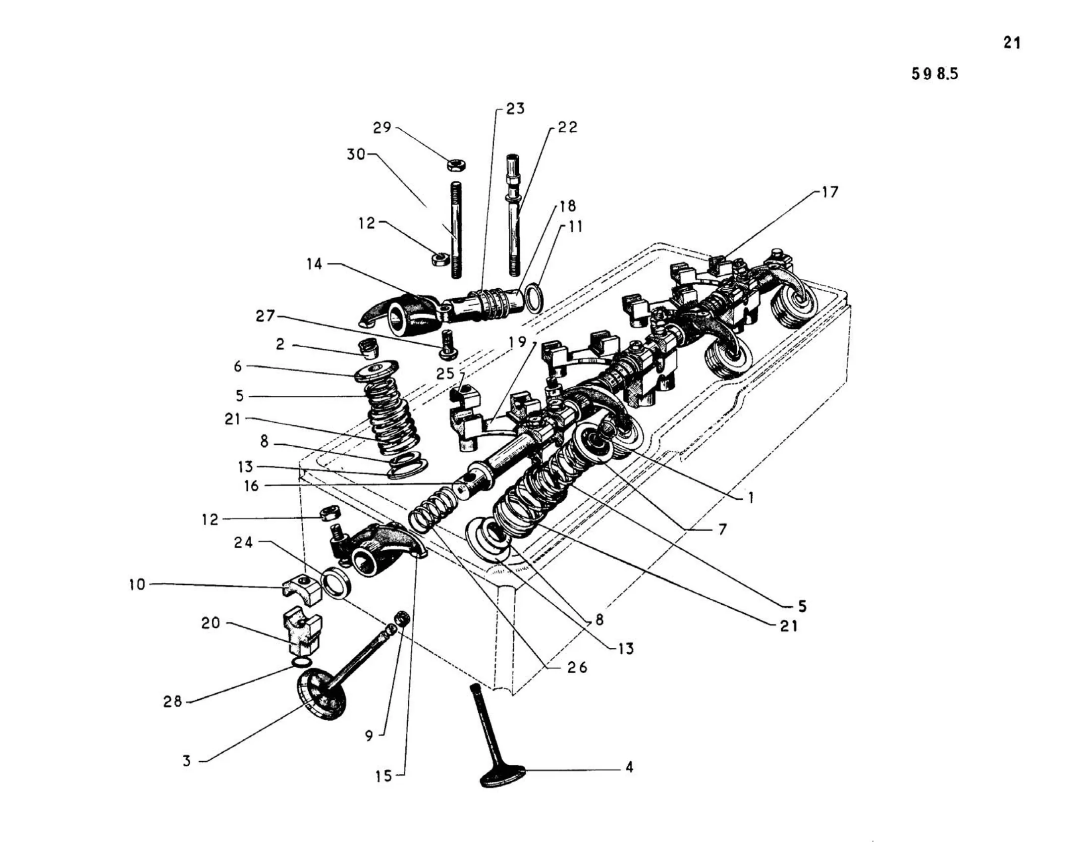 Valves and rocker arms, page 59 of 344 — 598 Parts Catalogue — Volume I
