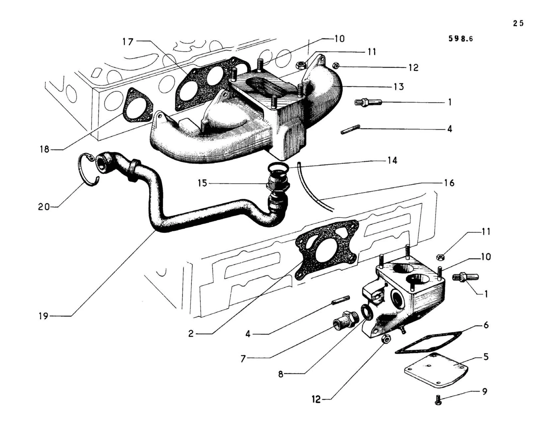 Inlet manifold, page 62 of 344 — 598 Parts Catalogue — Volume I
