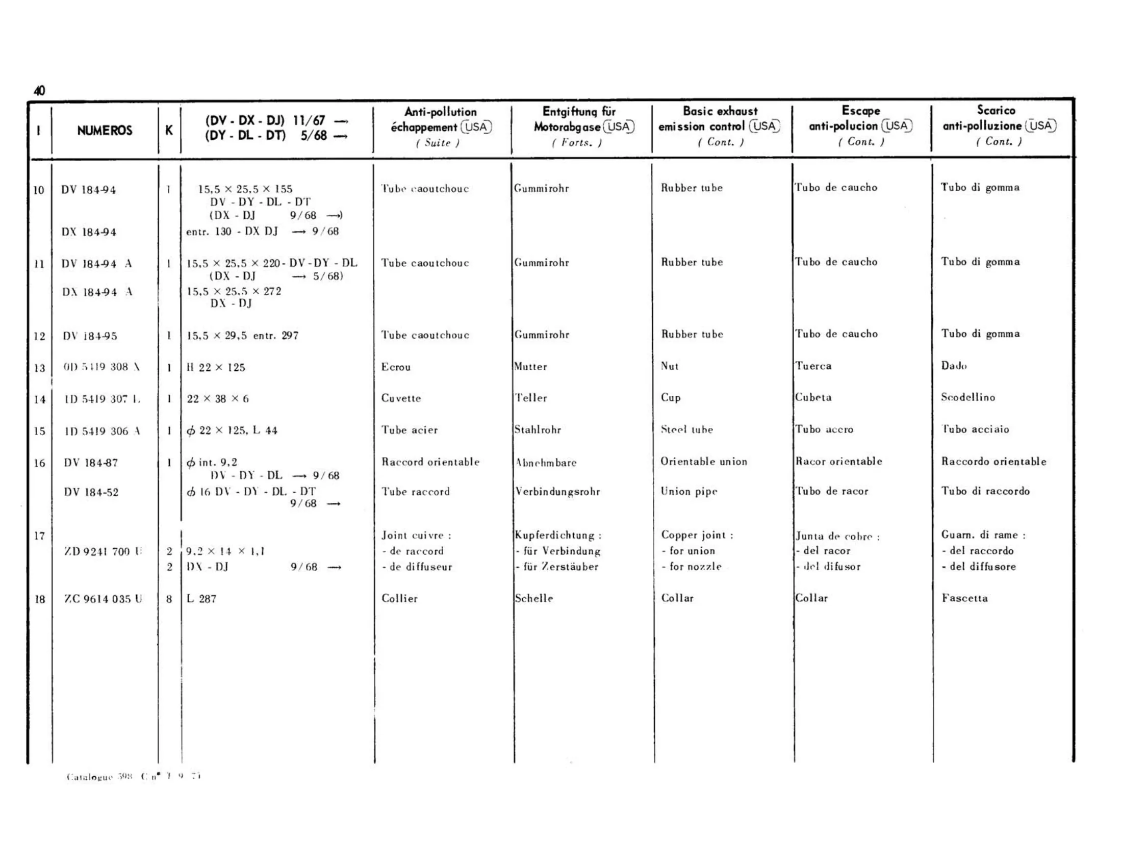 Pollution equipment, page 74 of 344 — 598 Parts Catalogue — Volume I