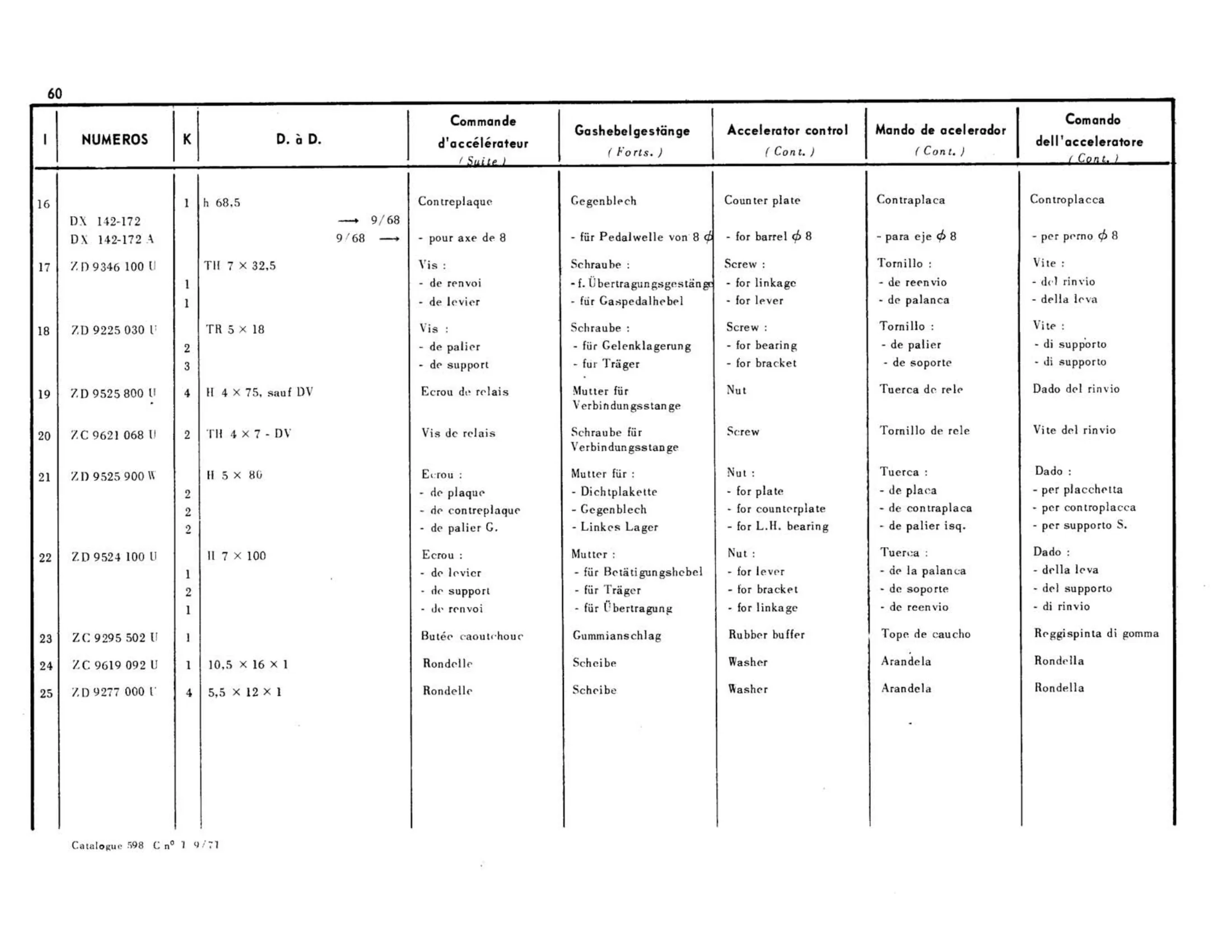 Right hand drive, page 89 of 344 — 598 Parts Catalogue — Volume I
