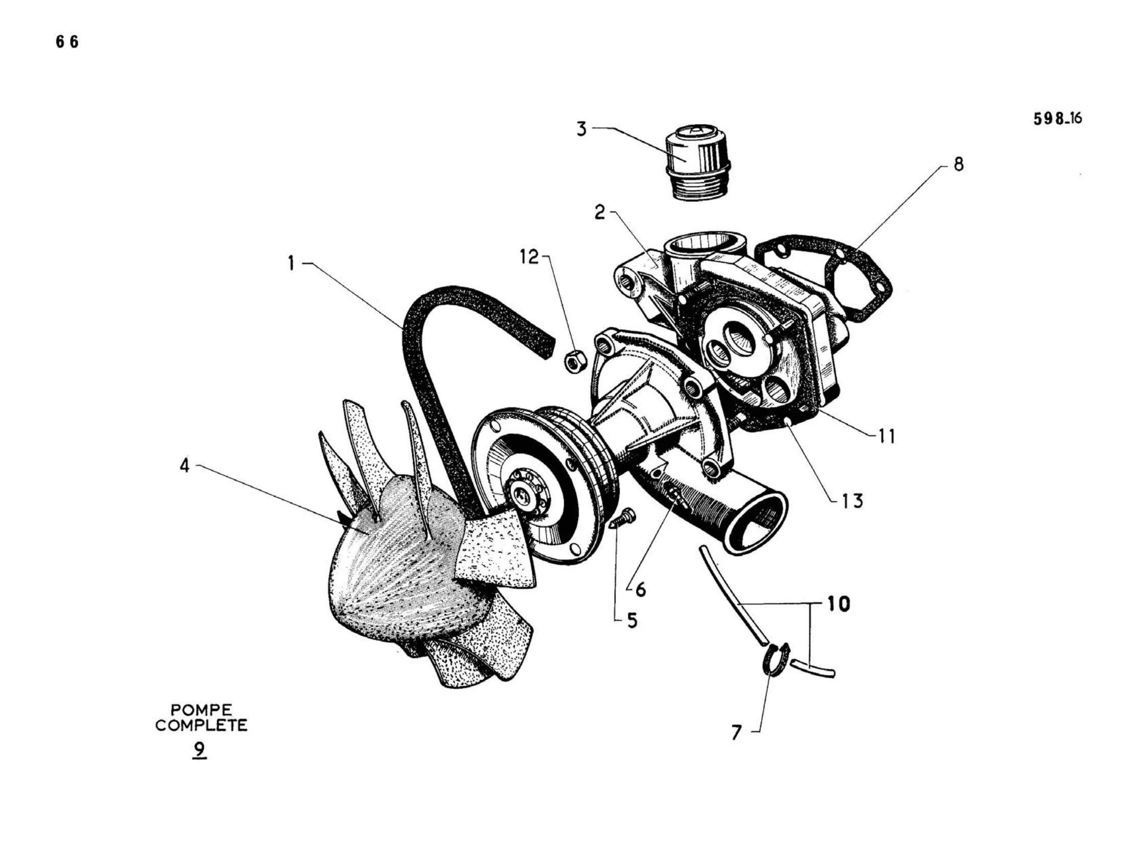 Water pump, fan, page 93 of 344 — 598 Parts Catalogue — Volume I