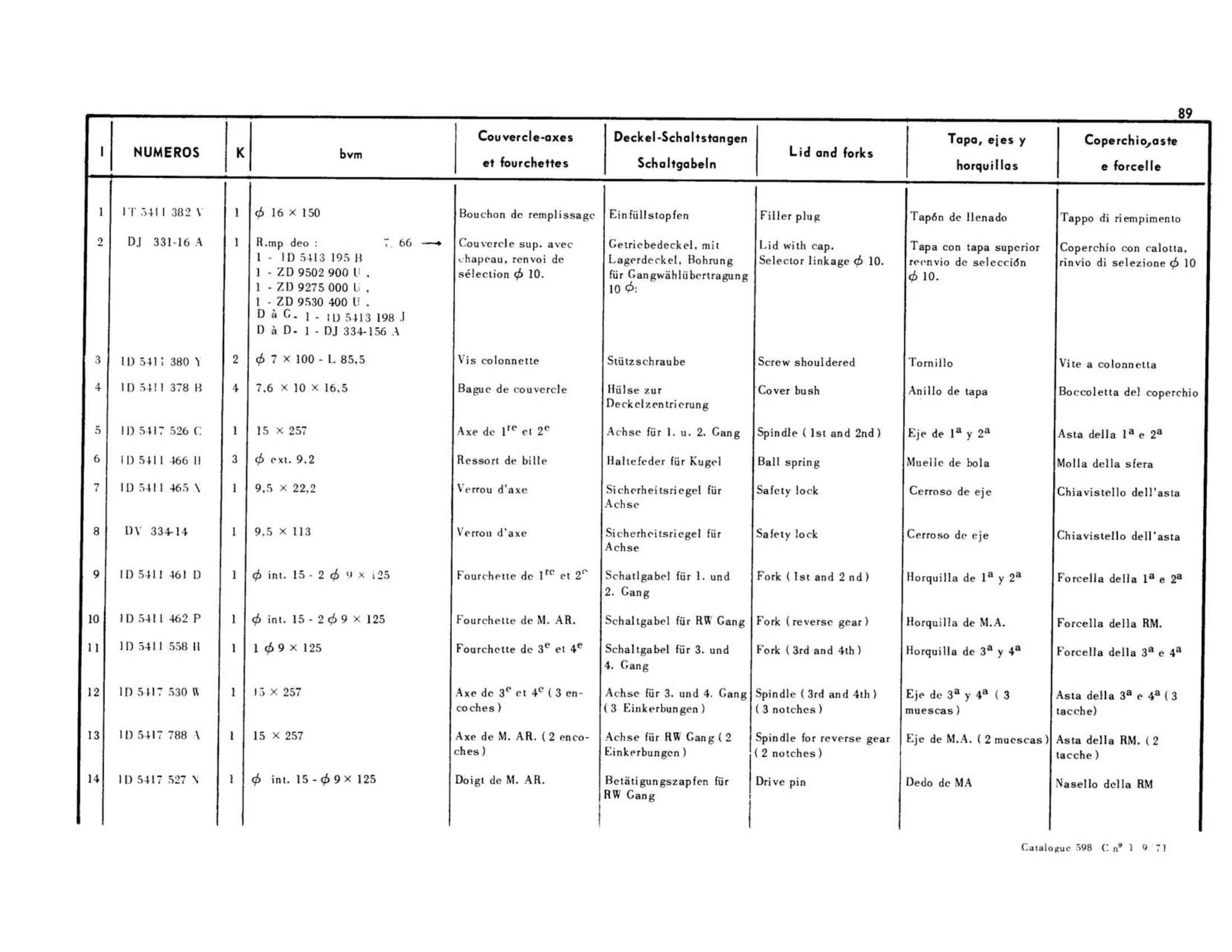 BVM, page 110 of 344 — 598 Parts Catalogue — Volume I