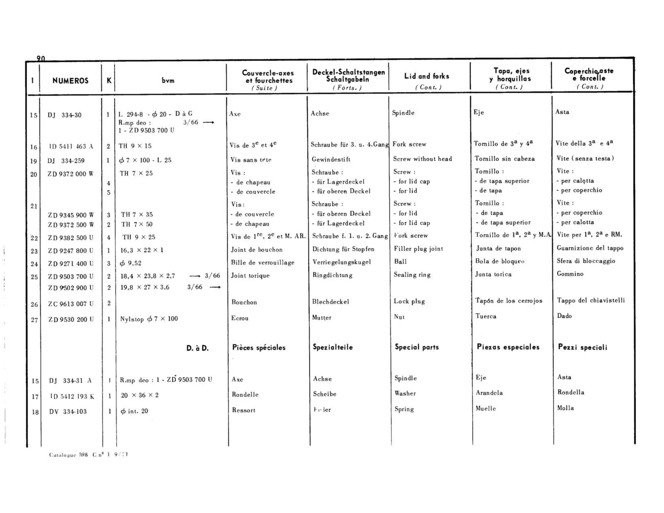 BVM, page 111 of 344 — 598 Parts Catalogue — Volume I