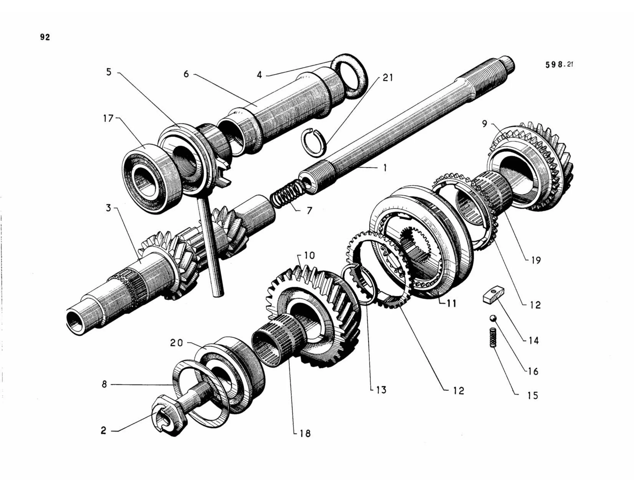Shafts, pinions, page 112 of 344 — 598 Parts Catalogue — Volume I