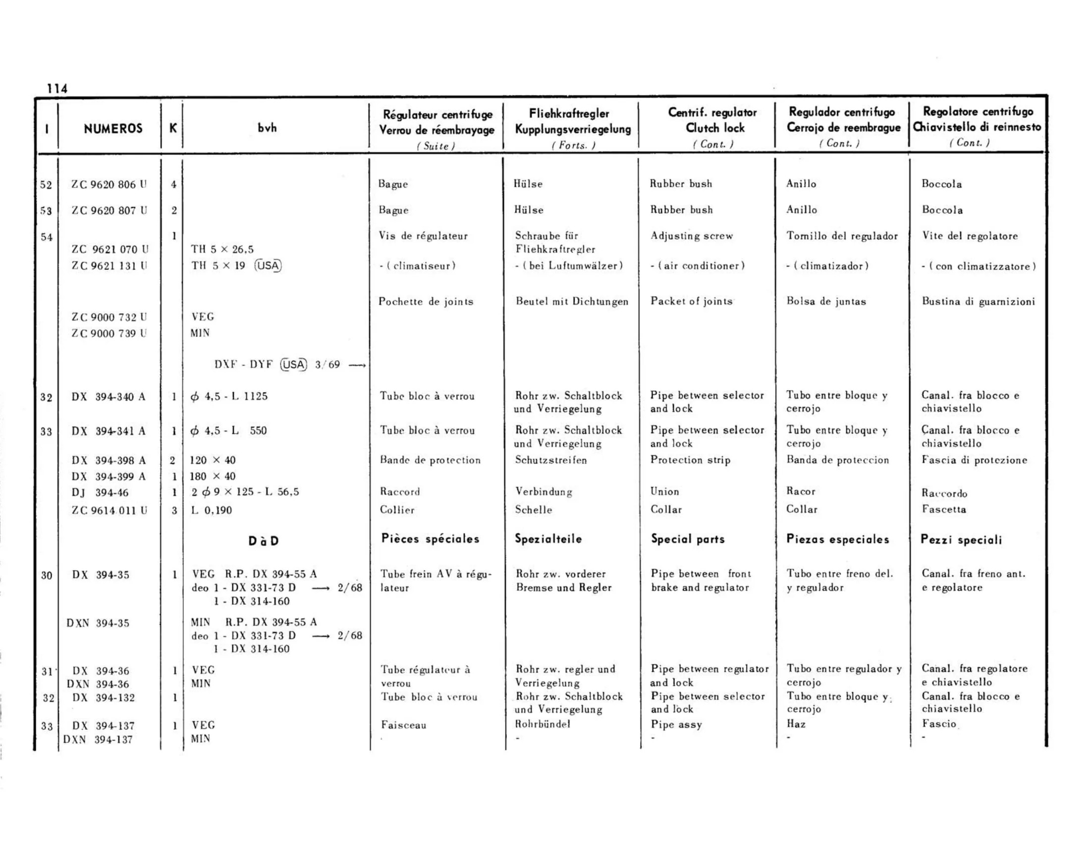 Centrifugal regulator, clutch lock, page 127 of 344 — 598 Parts Catalogue — Volume I