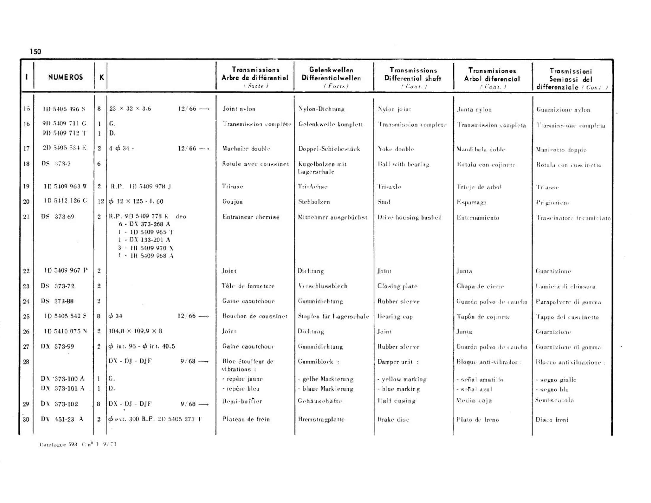 Final drive, brake rotors, axles, page 152 of 344 — 598 Parts Catalogue — Volume I