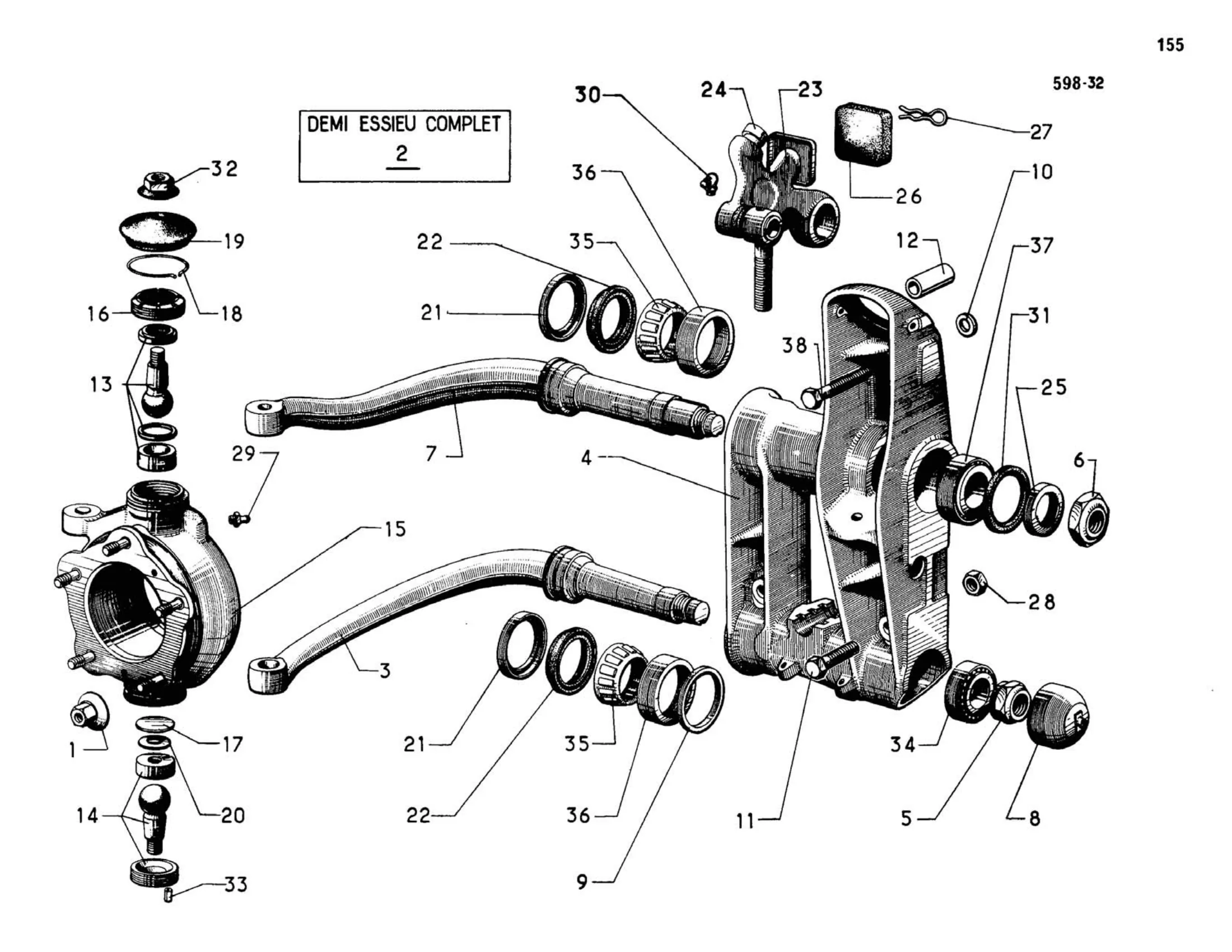 Final drive, brake rotors, axles, page 154 of 344 — 598 Parts Catalogue — Volume I