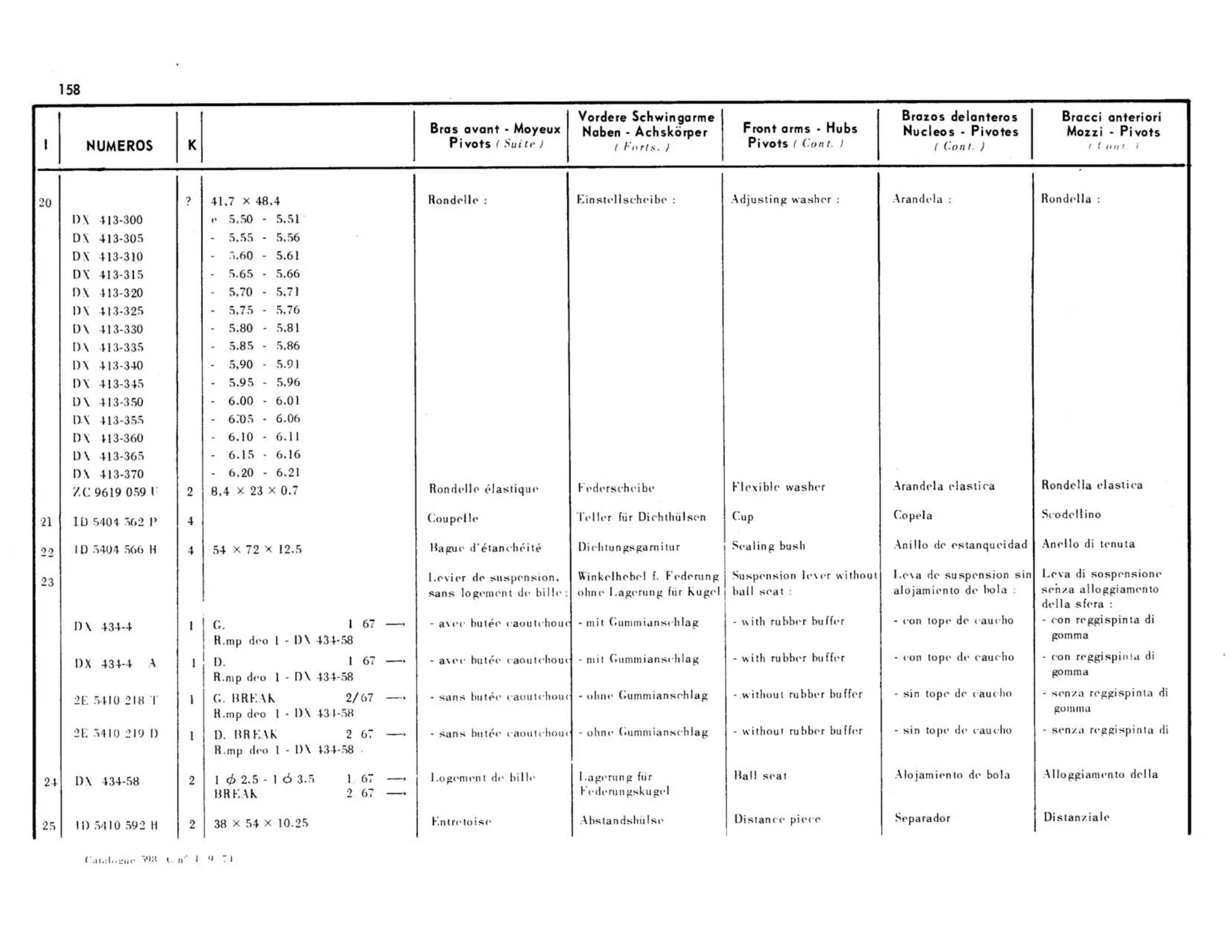 Front arms, hubs, pivots, page 157 of 344 — 598 Parts Catalogue — Volume I