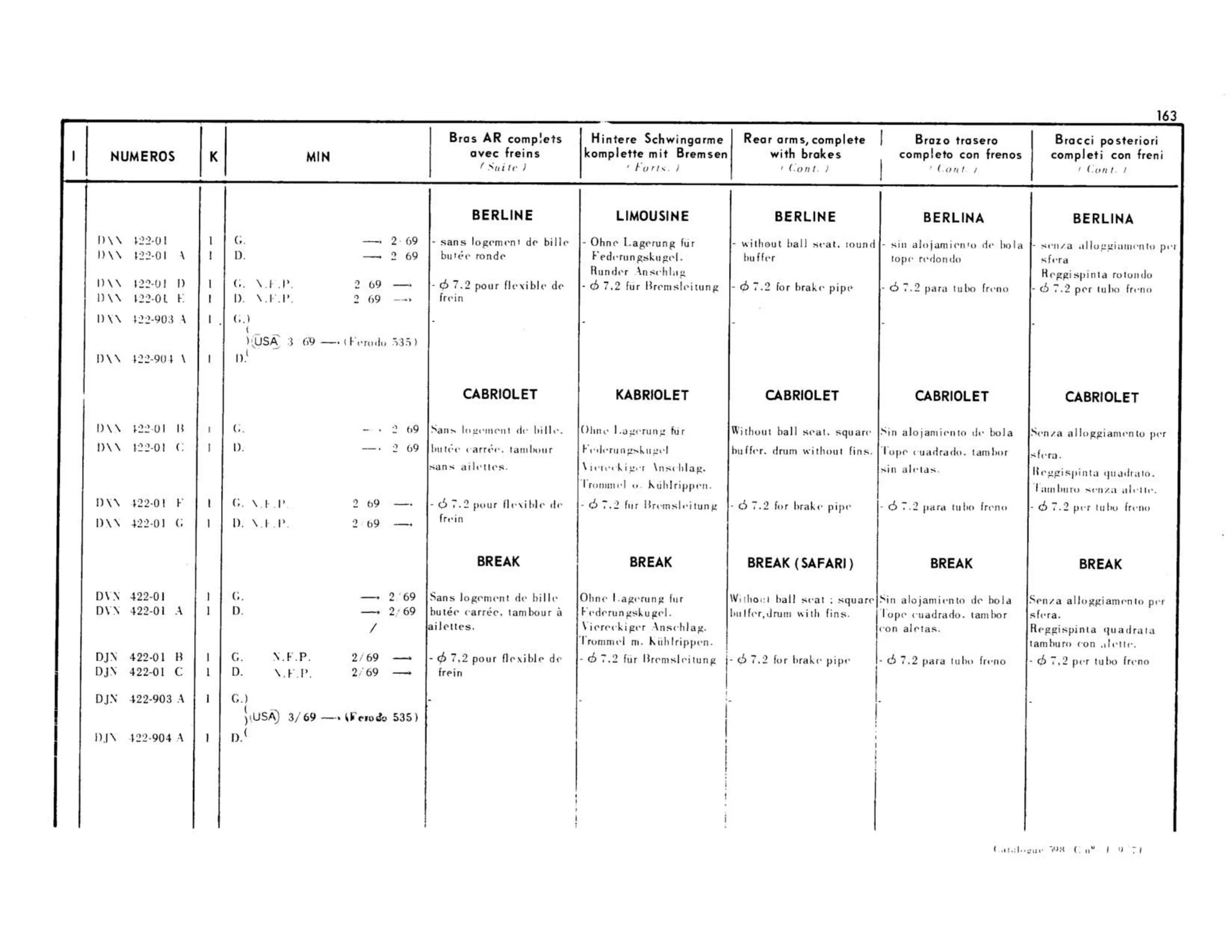 Rear arms, complete , page 161 of 344 — 598 Parts Catalogue — Volume I