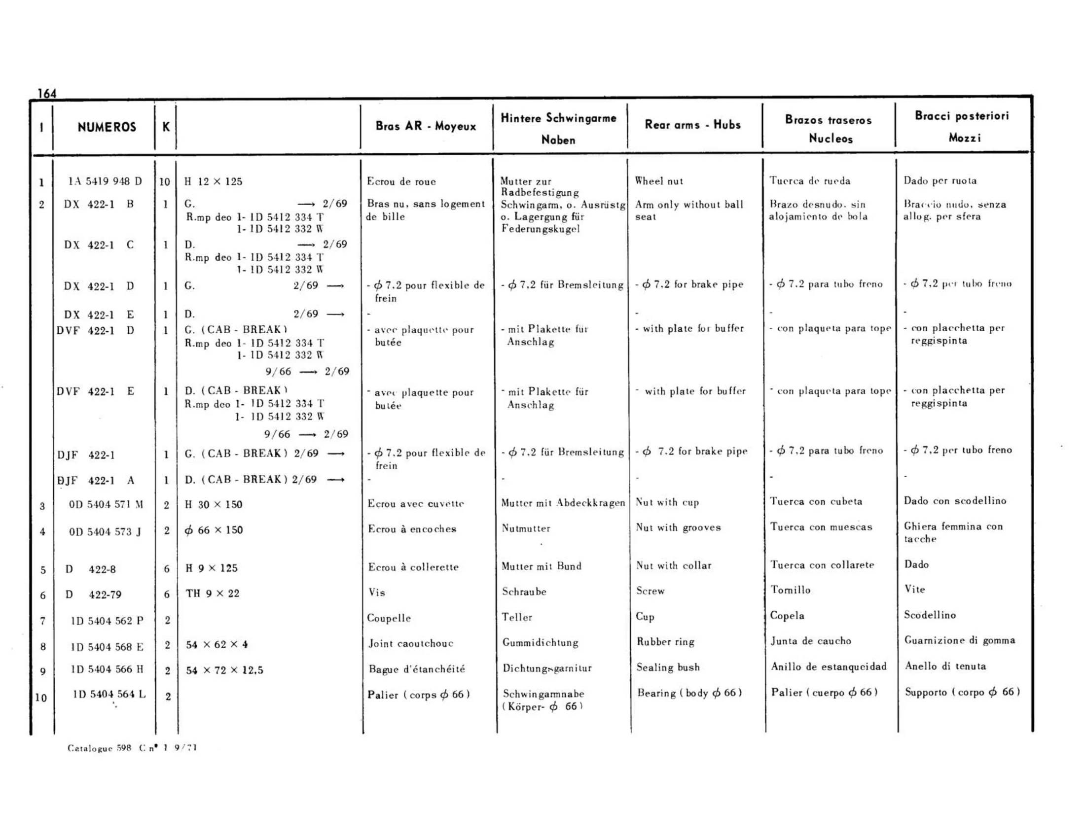 Rear arms, complete , page 162 of 344 — 598 Parts Catalogue — Volume I