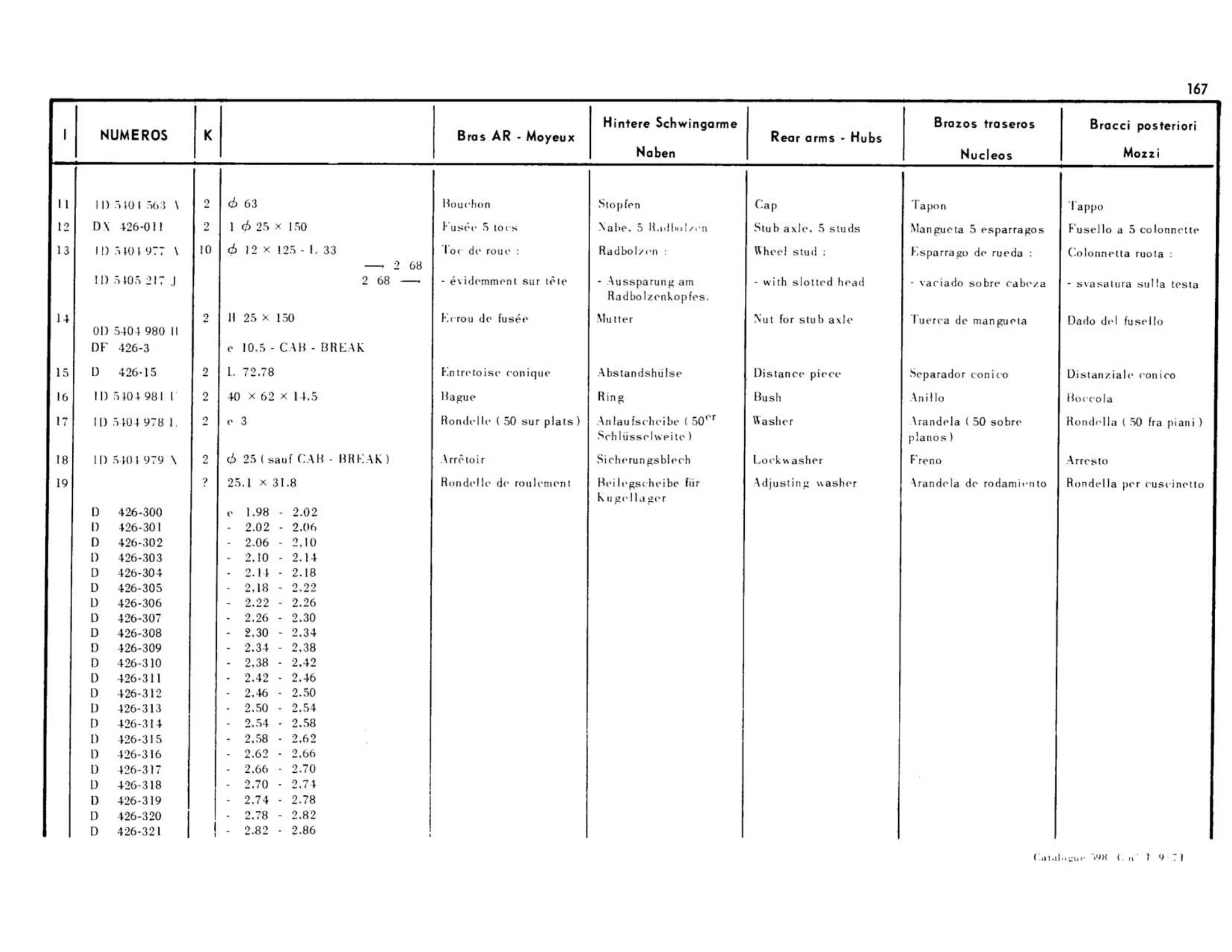Hubs, brake drums, page 163 of 344 — 598 Parts Catalogue — Volume I