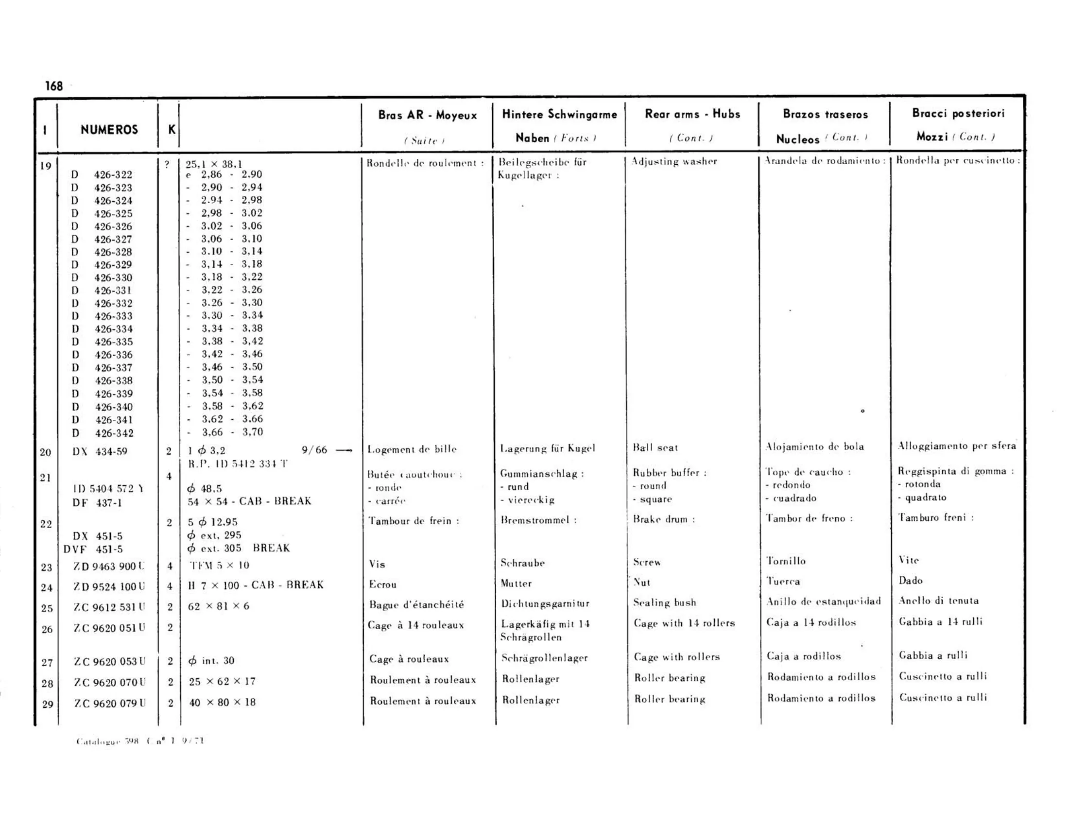 Hubs, brake drums, page 164 of 344 — 598 Parts Catalogue — Volume I