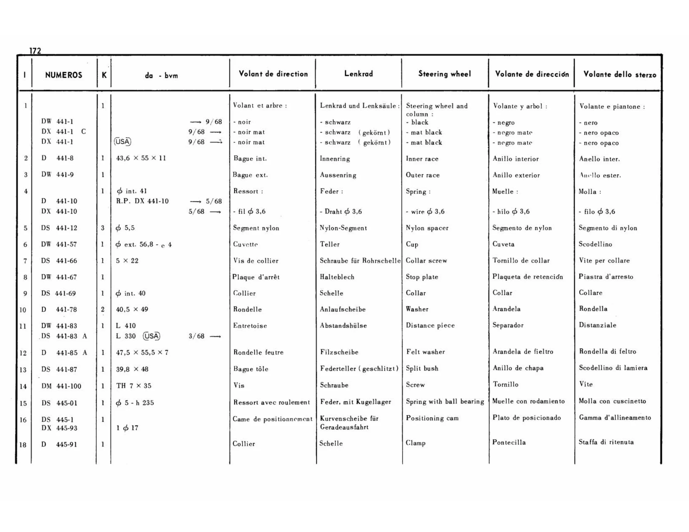 Steering wheel / Non-assist, page 168 of 344 — 598 Parts Catalogue — Volume I