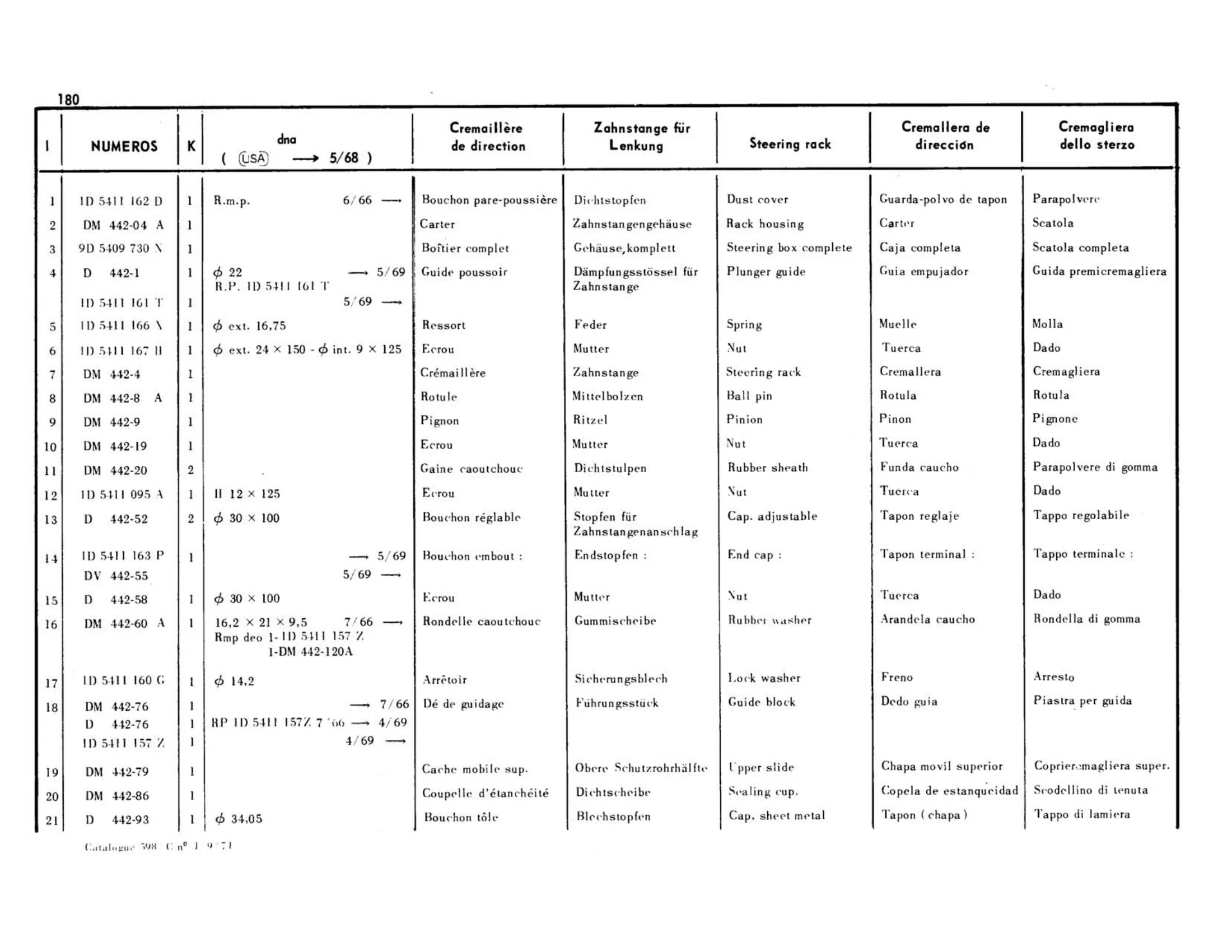 BVH, page 174 of 344 — 598 Parts Catalogue — Volume I