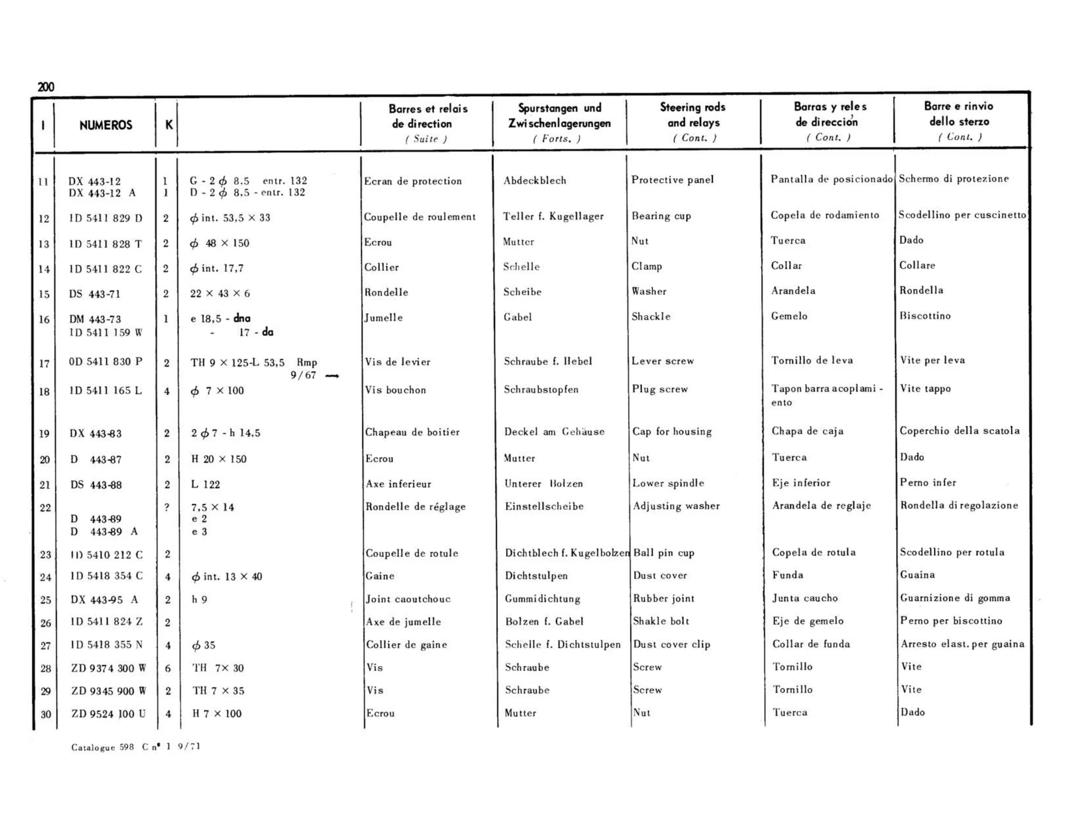 Steering rods and relays, page 187 of 344 — 598 Parts Catalogue — Volume I