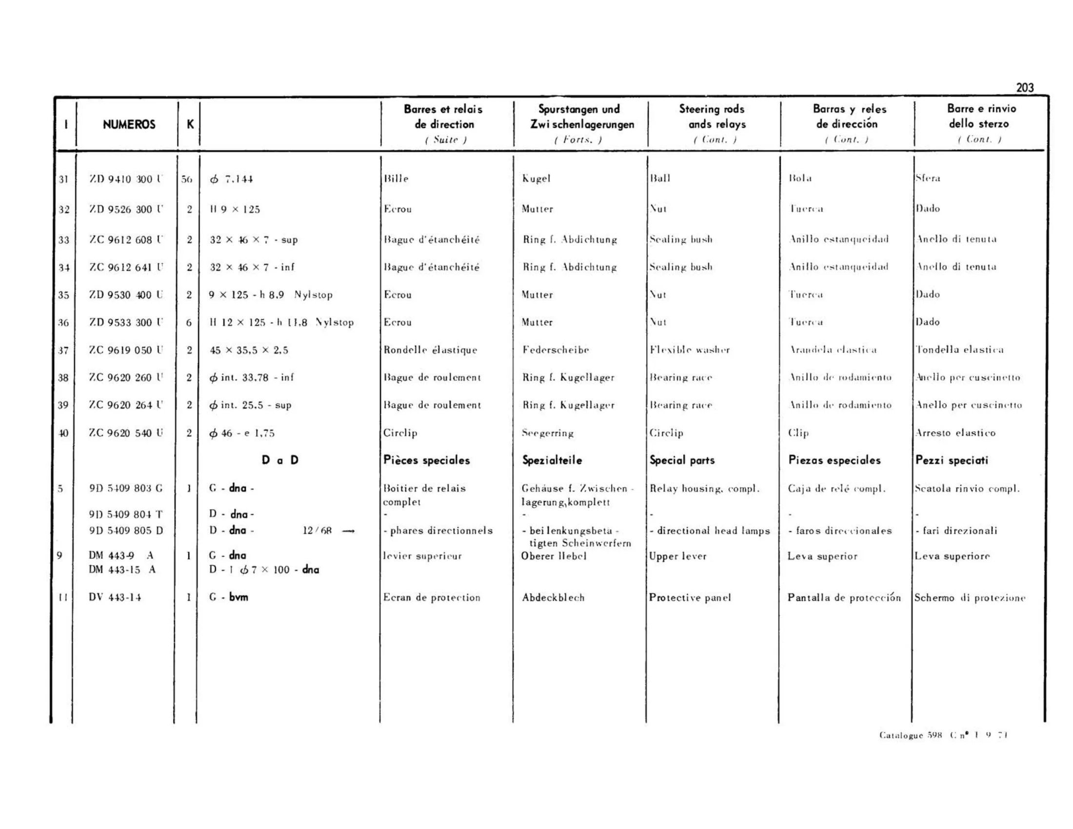 Steering rods and relays, page 188 of 344 — 598 Parts Catalogue — Volume I