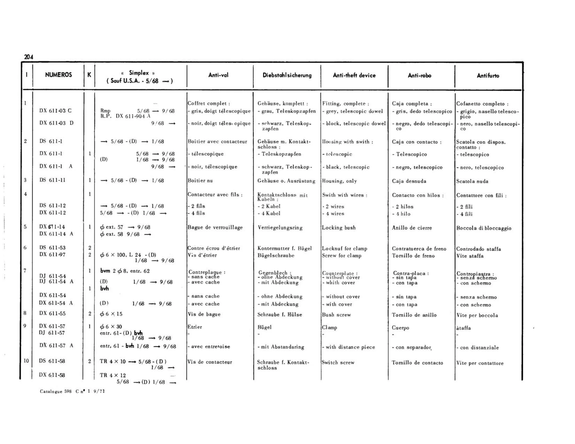 Steering rods and relays, page 190 of 344 — 598 Parts Catalogue — Volume I