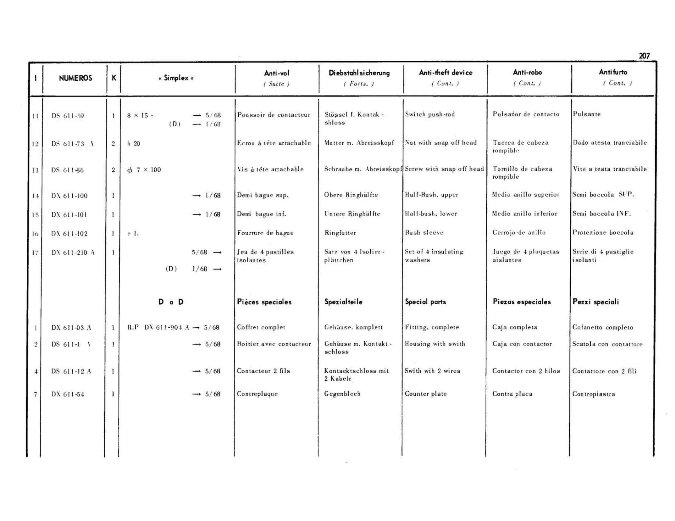 Anti-theft device, page 191 of 344 — 598 Parts Catalogue — Volume I